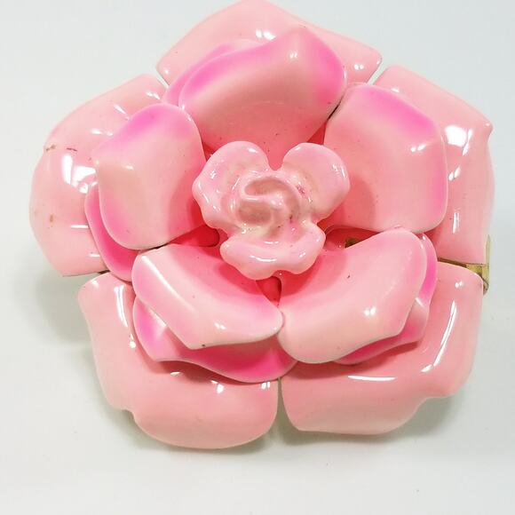 Vintage Pink Scarf Clip, Flower Power, 1960s Jewelry - Picture 6 of 10